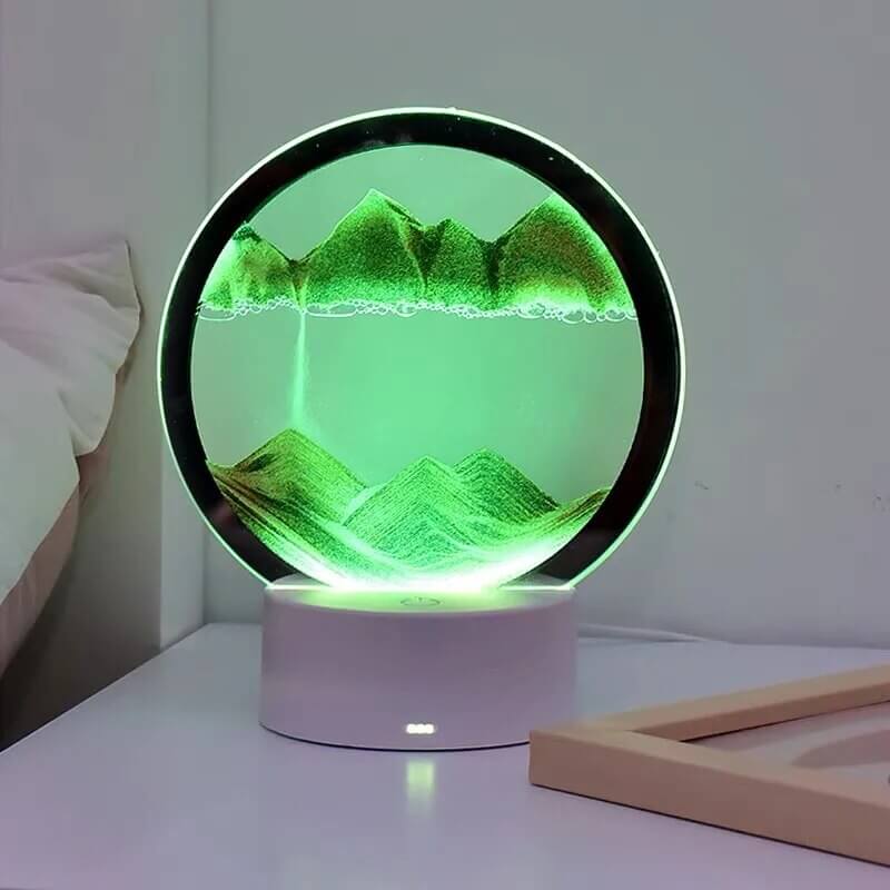 Luminária Circular de Areia Dinâmica Kroma Décor - Vidro com Luz em 7 Cores e Cabo USB