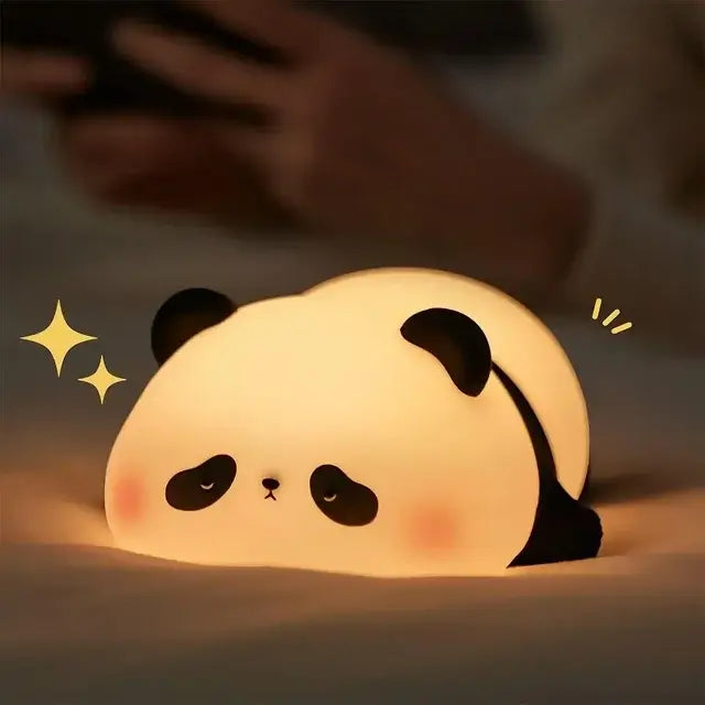 Luminária de Panda Touch Kroma Décor - Luz Fofa de Silicone com Timer e Cabo USB