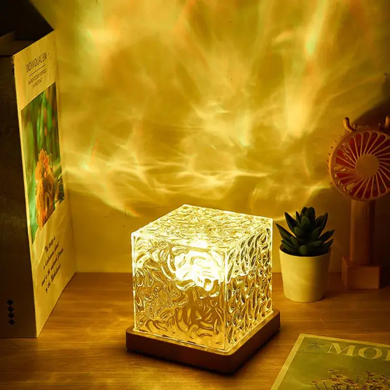 Luminária Neon Cubo 16 Cores Textura Água - Kroma Décor | Iluminação LED Relaxante com Controle Remoto