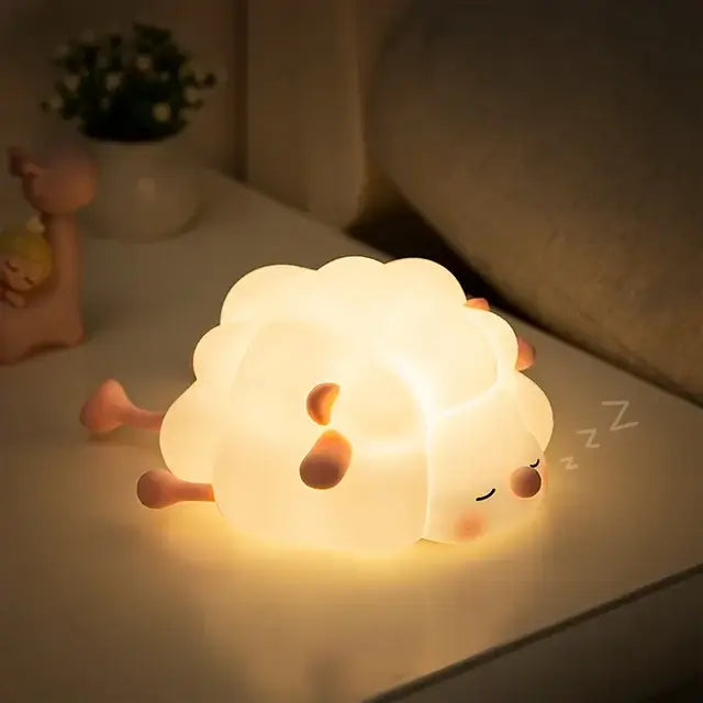 Luminária de Ovelha Touch Kroma Décor - Luz Fofa de Silicone com Timer e Cabo USB