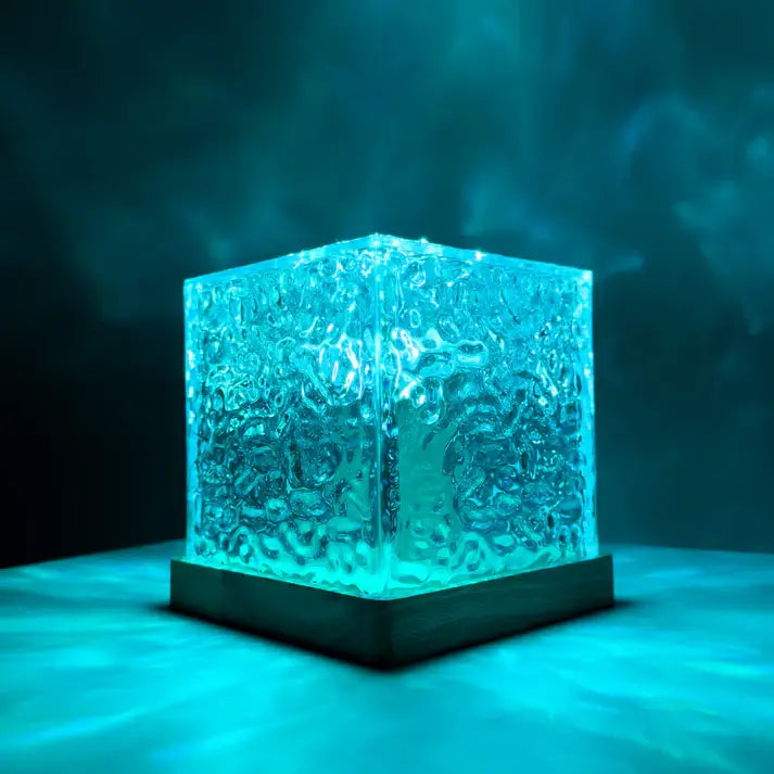 Luminária Neon Cubo 16 Cores Textura Água - Kroma Décor | Iluminação LED Relaxante com Controle Remoto