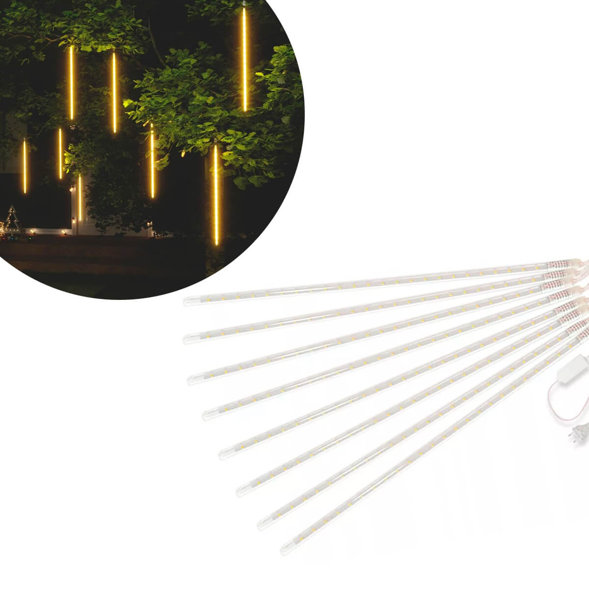 Iluminação Cascata 8 Tubos De Luz LED 75cm Kroma Décor - Efeito Cascata com Fio de 2m