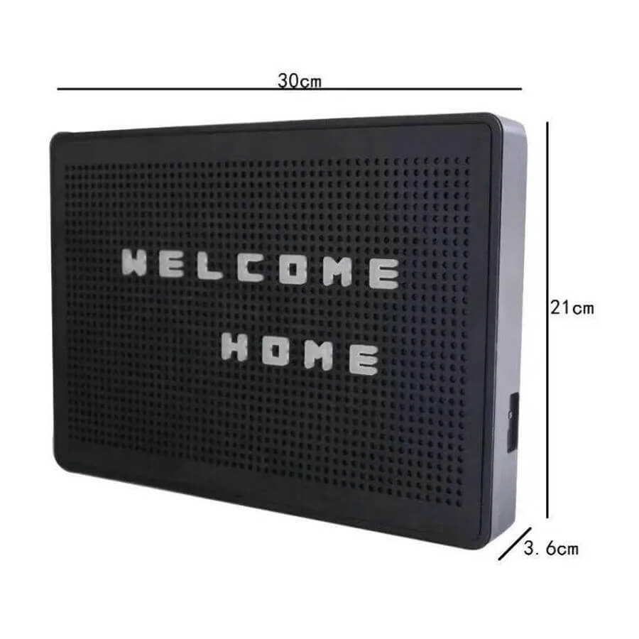 Letreiro Luminoso Kroma Décor - Quadro Preto com Luz Branca e Letras Personalizáveis, 167 Caracteres, Cabo USB